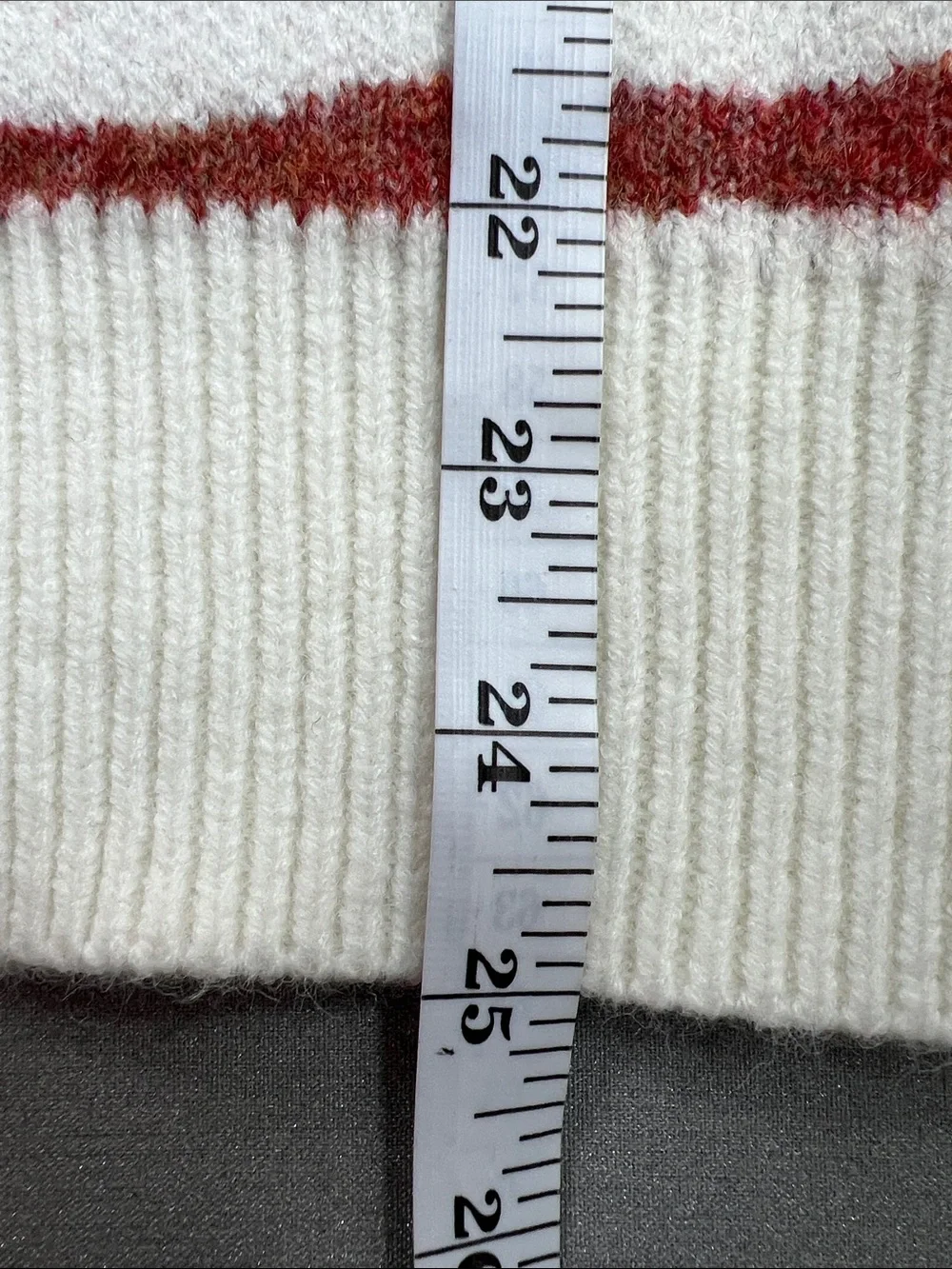 Mystree | Cream Zebra-Stripe Crewneck Cozy Sweater Rust & Brown #120740 Sz S
